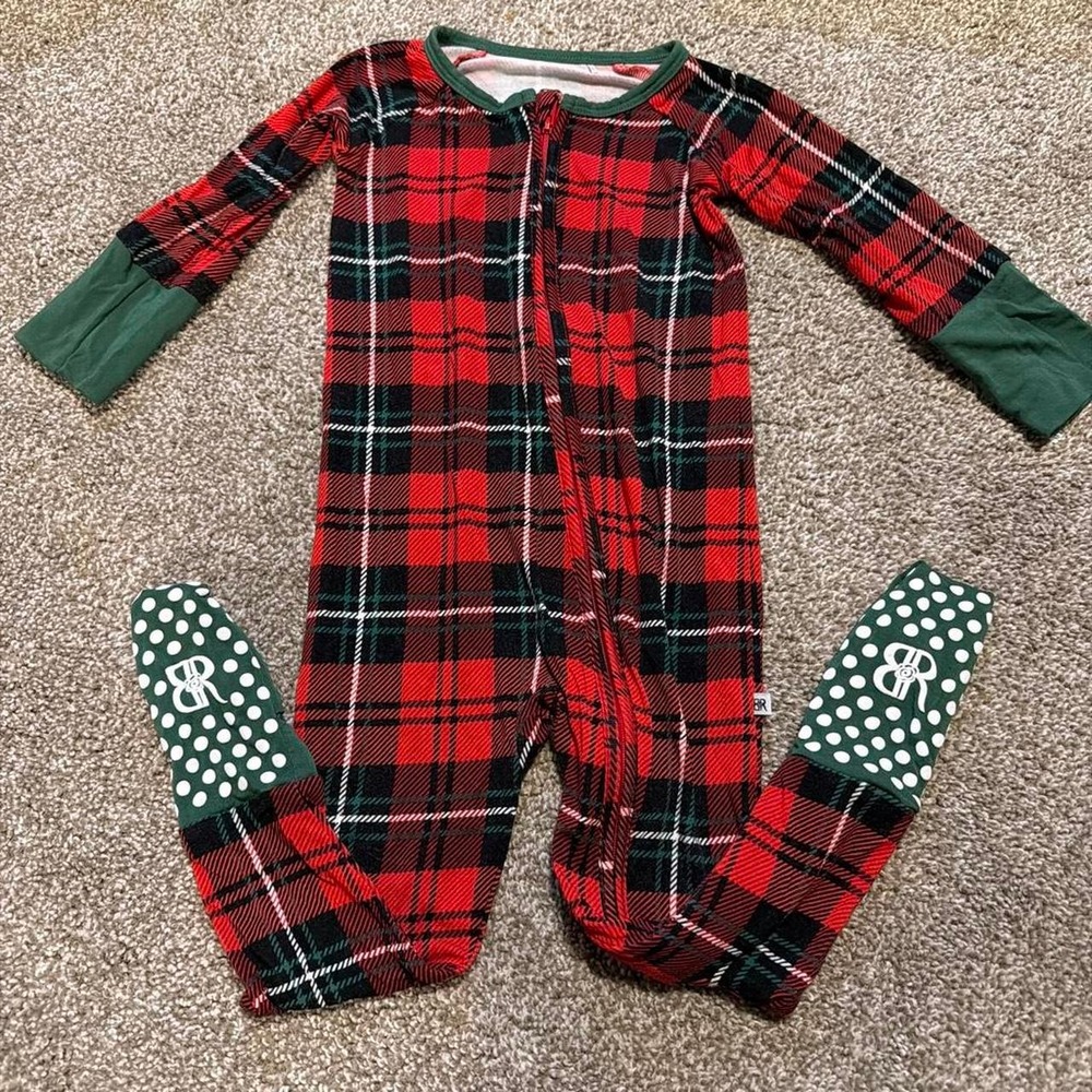 Bums and Roses Bamboo plaid zippy size 2T